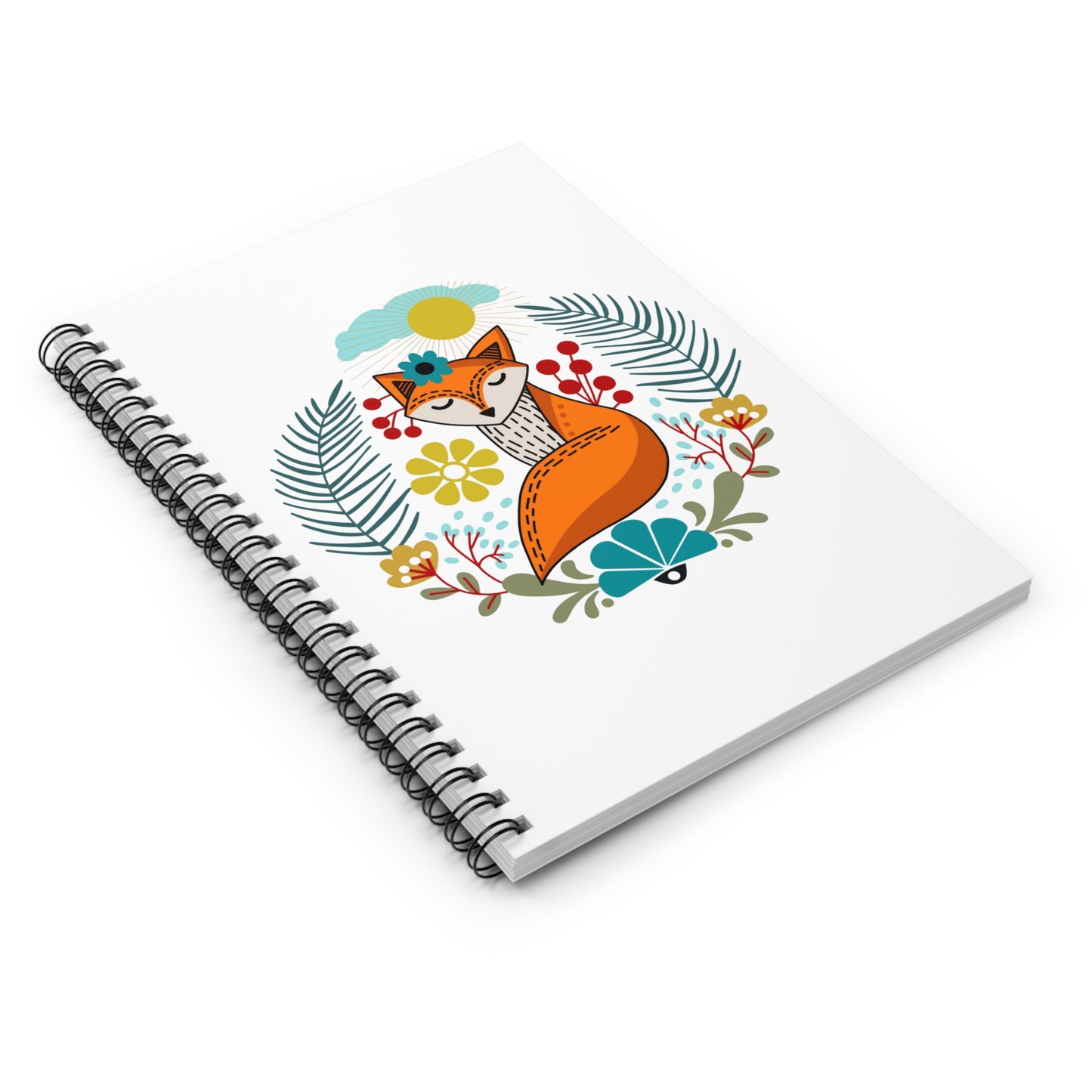 Folk Art Fox Spiral Notebook
