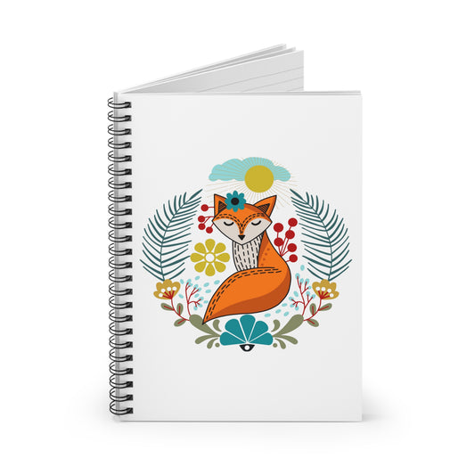 Folk Art Fox Spiral Notebook